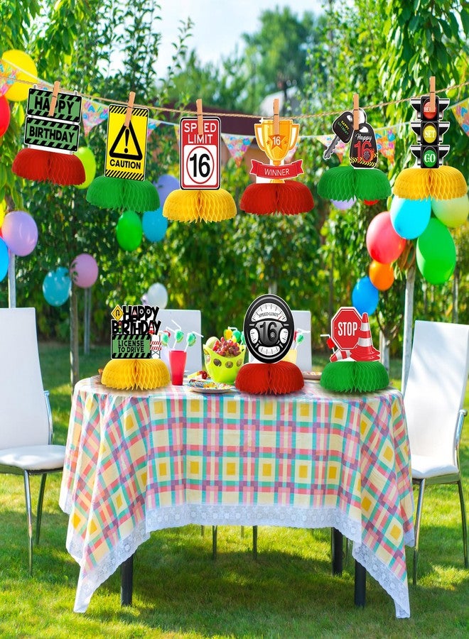 Weekgrat مجموعة زينة حفلات عيد الميلاد السادس عشر من ويكغرات، 9 قطع، بتصميم رخصة قيادة، قطع مركزية على شكل خلية نحل، ديكورات لسائقي السيارات المتدربين، إشارات مرور السيارات، زينة عيد الميلاد السادس عشر - Image 5